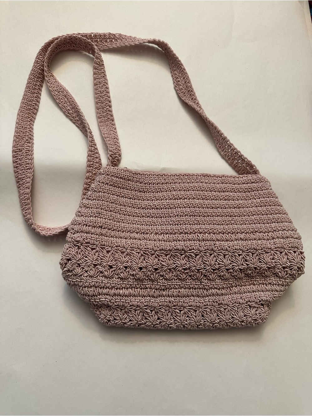 Pink Vintage Frankie & Johnnie Crossbody Crochet Bag